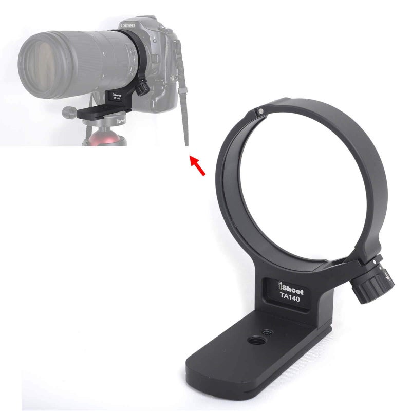 iShoot Lens Tripod Mount Ring for Tamron 100-400mm f/4.5-6.3 Di VC USD (A035), CNC Machined Lens Collar Support Bracket Holder, Bottom is ARCA-Swiss Fit Quick Release Plate for Tripod Ball Head - Image 1